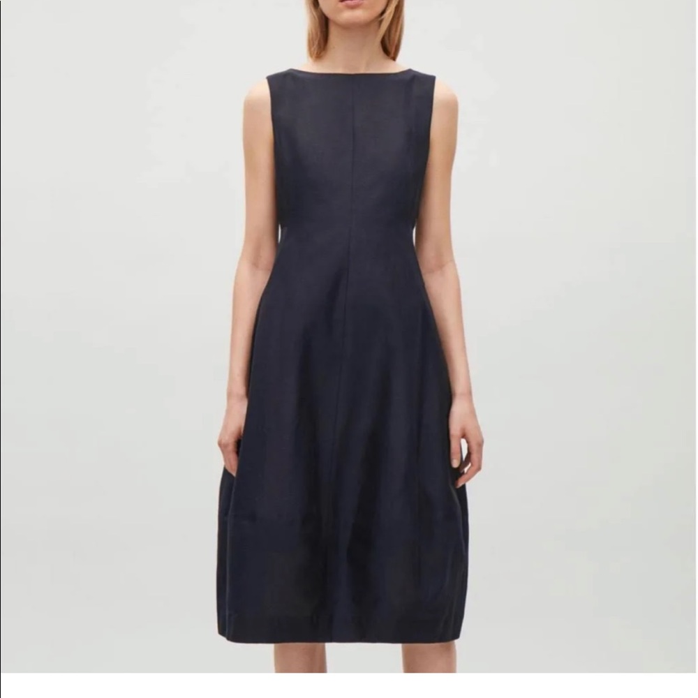 Cos | Navy Cotton-Silk Dress
